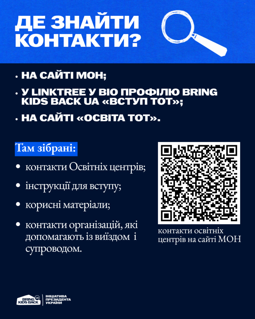 Актуальні контакти освітніх центрів-2026 для вступу молоді з ТОТ | БФ «Схід SOS», картинка №4